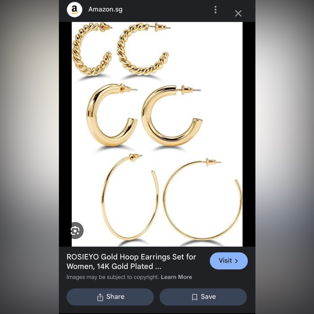 NIB 18K GP 3PC Gold Hoops Set